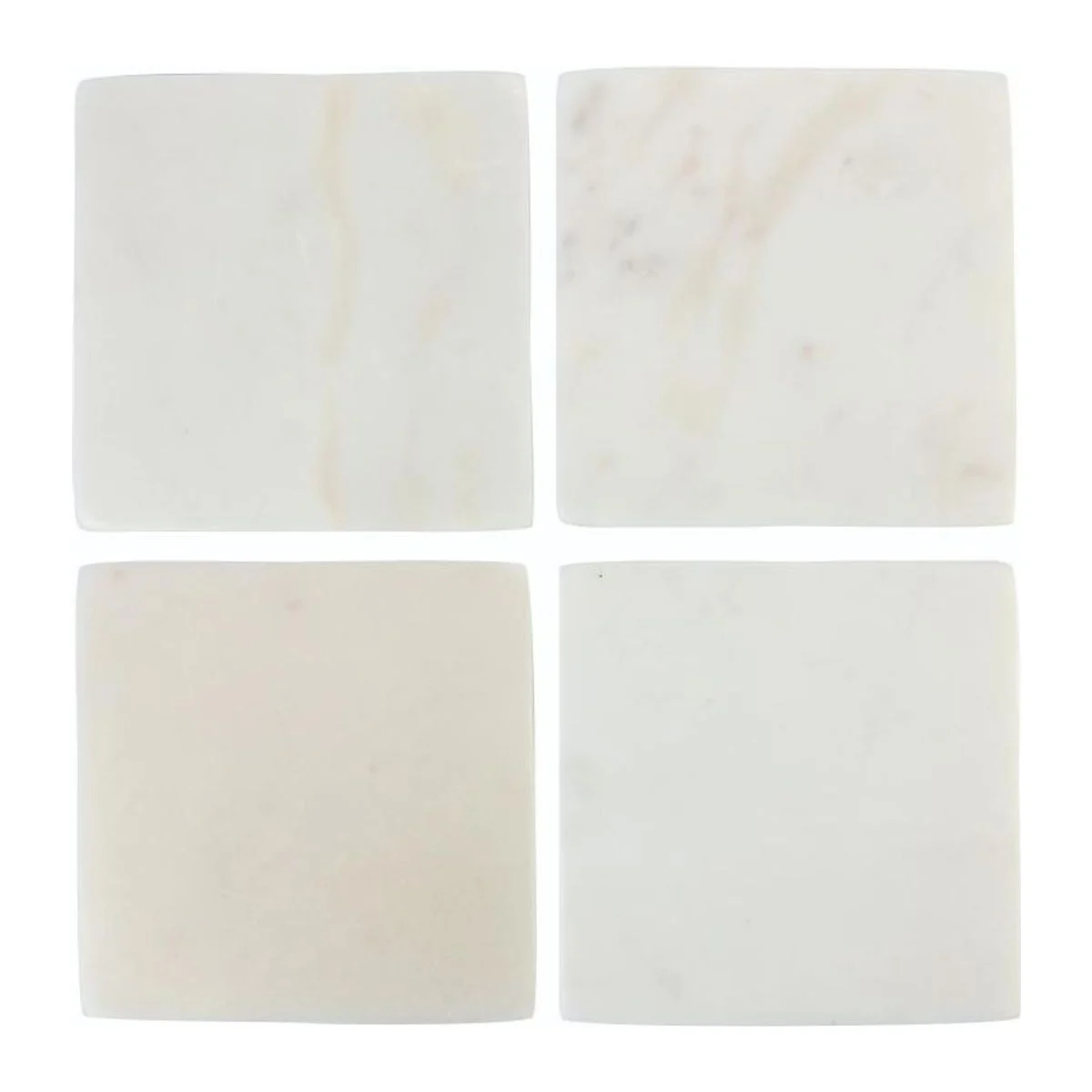 Sous-verres carrés en marbre blanc, lot de 4