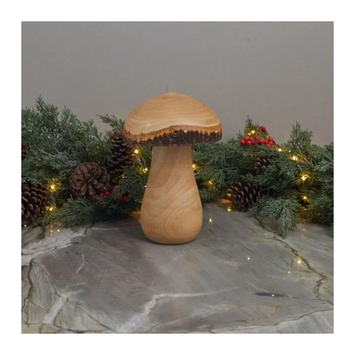 Champignon en bois de manguier Kiln, grand